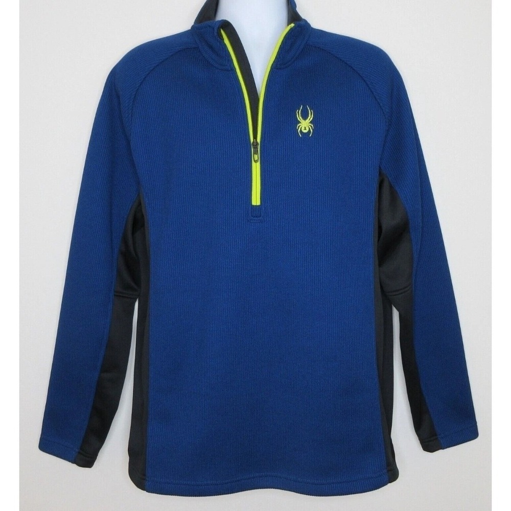 Spyder Men's Blue Waffle Knit 1/4 Zip Fleece Pullover Jacket Size M
